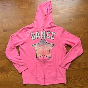Justice girls zip up hoodie, Dance